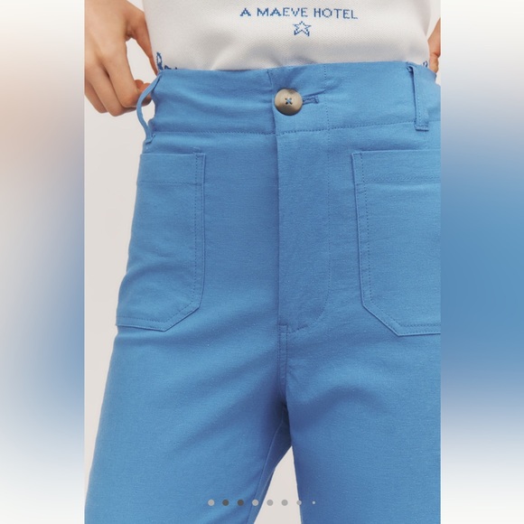 Anthropologie COLETTE Full-Length Linen Pants Maeve NEW 28 Blue - Picture 4 of 16